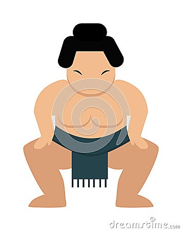 Angry cartoon japanese fat sumo wrestler vector illustration. Vector Illustration