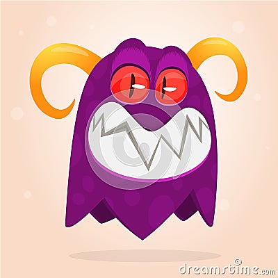 Angry cartoon monster screaming. Funny monster expression. Halloween vector illustration. Vector Illustration