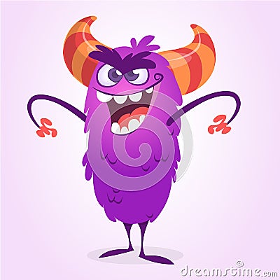 Angry cartoon monster troll or gremlin. Vector Halloween illustration. Vector Illustration