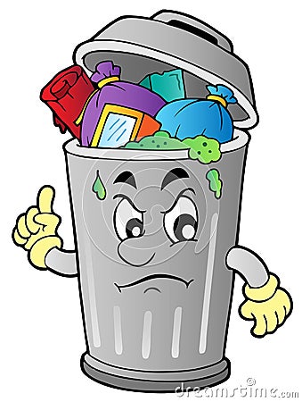 Angry cartoon trash can Vector Illustration