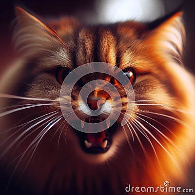 Angry cat closeup. The cat growls Stock Photo