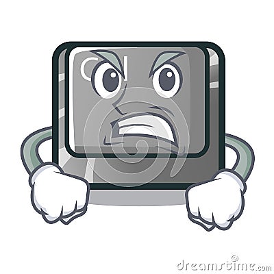 Angry character ctrl button attached on computer Vector Illustration