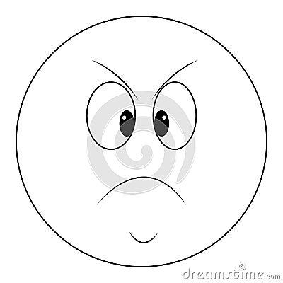 Angry chat emoticon in black and white Vector Illustration