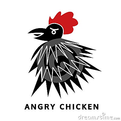 Angry chicken head logo design on white background, vector Vector Illustration