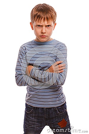 Angry child teenage boy experiencing anger blonde Stock Photo