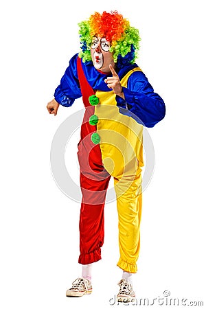 Angry clown shaking his finger and frowning Stock Photo