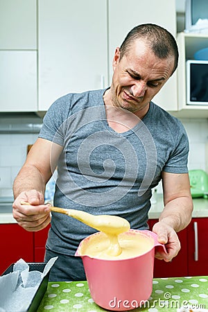 Angry cook and ruined recipe Stock Photo