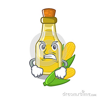 Angry corn oil isolated in the mascot Vector Illustration