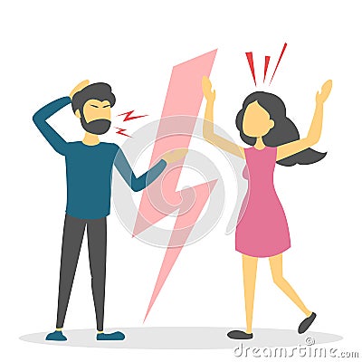 Angry couple argue. Wife and husband shouting Stock Photo