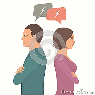 Angry couple fight, parents divorce, Vector Illustration