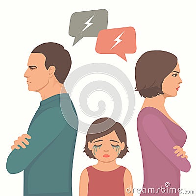 angry couple fight, parents divorce Vector Illustration