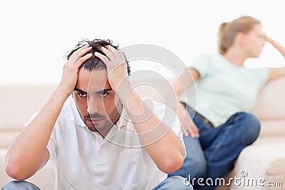 Angry couple mad at each other Stock Photo