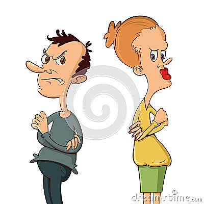 Angry couple after quarrel Vector Illustration