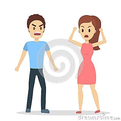 Angry couple set. Vector Illustration