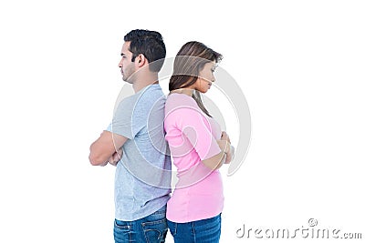 Angry couple standing back to back Stock Photo
