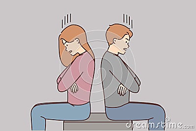 Angry couple suffer from relationships problems Vector Illustration