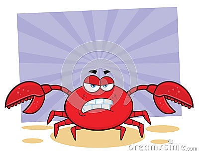 Angry Crab Cartoon Mascot Character. Vector Illustration