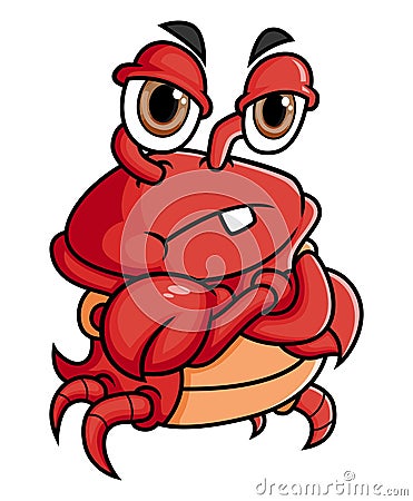 The angry crab is crossing the claw and giving the bad expression Vector Illustration