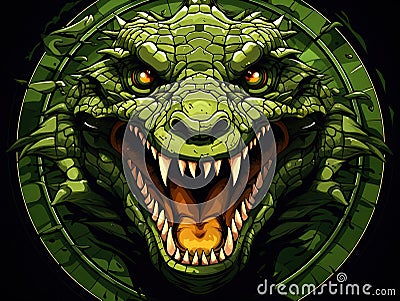 Angry crocodile or alligator head Cartoon Illustration