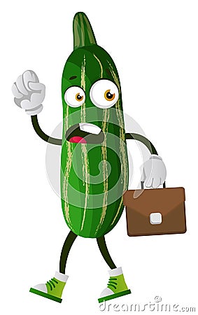 Angry cucumber, illustration, vector Vector Illustration