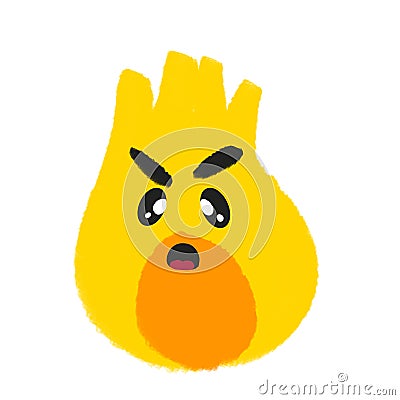 Angry cute fire emoji icon logo Stock Photo