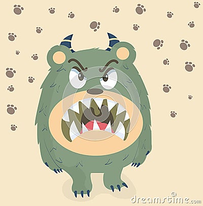 Angry cute monster Vector Illustration