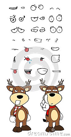 Angry Deer cartoon emotions set Vector Illustration