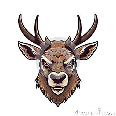 Angry Deer Face Sticker On Isolated Tansparent Background, Png, Logo. Generative AI Stock Photo