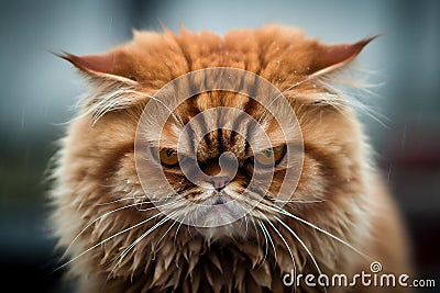 Angry disgruntled cat. AI Stock Photo