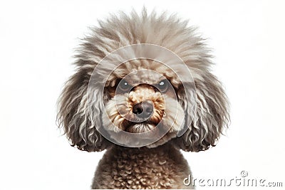 Angry disgruntled Poodle dog Isolated on white background. ai generative Stock Photo