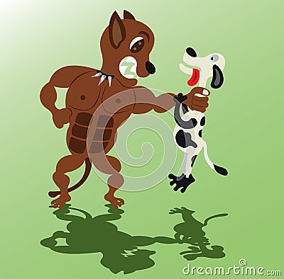 Angry Dog grabs opponent Vector Illustration