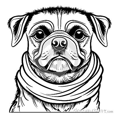 Angry dog hand draw digital illustration Cartoon Illustration