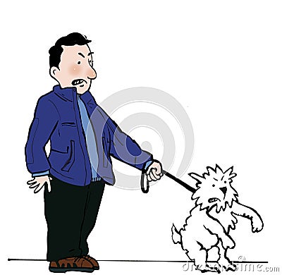 Angry dog and owner Stock Photo