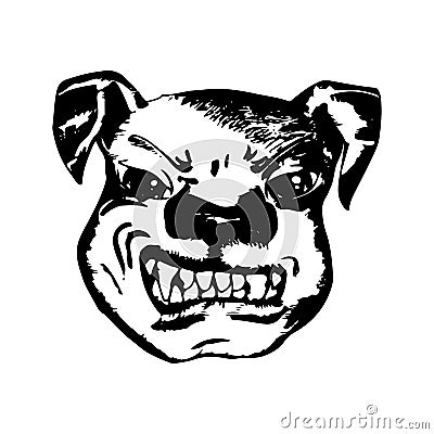 Angry dog warning, bulldog head, vector illustration Vector Illustration
