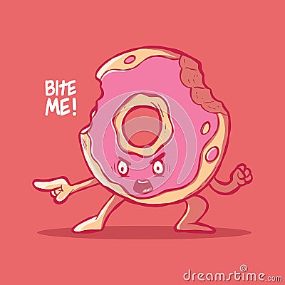 Angry Donut character screaming vector illustration. Cartoon Illustration