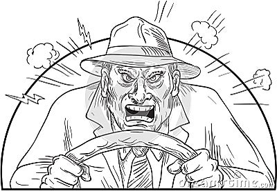 Angry Driver in Mad Road Rage Stock Photo