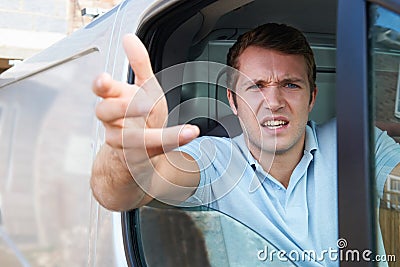 Angry Driver In Van Stock Photo