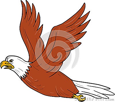 Angry Eagle Flying Cartoon Vector Illustration