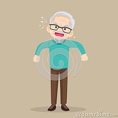 Angry elderly man scolding Vector Illustration