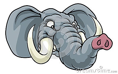 Angry Elephant Cartoon Animal Sports Mascot Vector Illustration