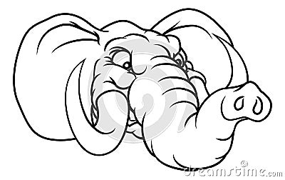 Angry Elephant Cartoon Animal Sports Mascot Vector Illustration