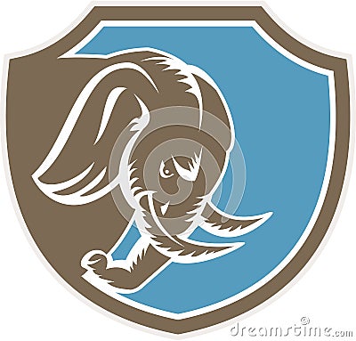 Angry Elephant Head Side Shield Retro Vector Illustration