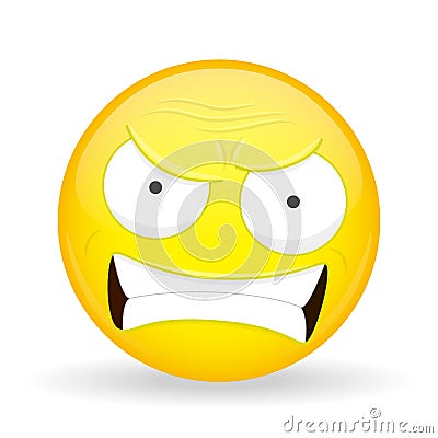 Angry emoji. Emotion of anger. Swearing emoticon. Cartoon style. Vector illustration smile icon. Stock Photo