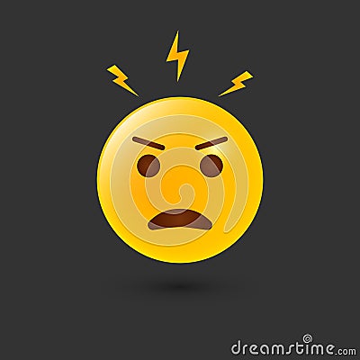 Angry Emoji Icon. Negative Thinking and Attitude. Angry Emotion and Reaction of Yellow Emoji. Bad Behavior and Mad Face Vector Illustration