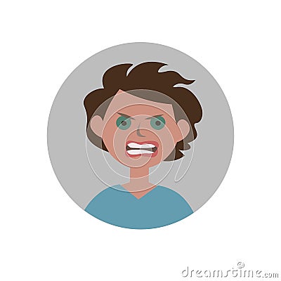 Angry emoticon. Anger expression icon. Vector Illustration