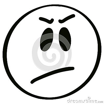 Angry emoticon. Hand drawn cartoon character. Transparent angry smiley face Stock Photo