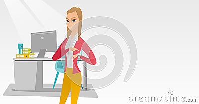 Angry employer pointing at wrist watch. Vector Illustration