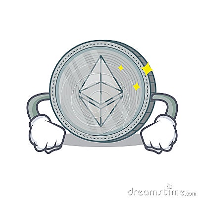 Angry Ethereum coin character cartoon Vector Illustration