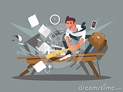 Angry and exasperated employee Vector Illustration