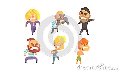 Angry and Exasperated Men Shouting Vector Set Vector Illustration